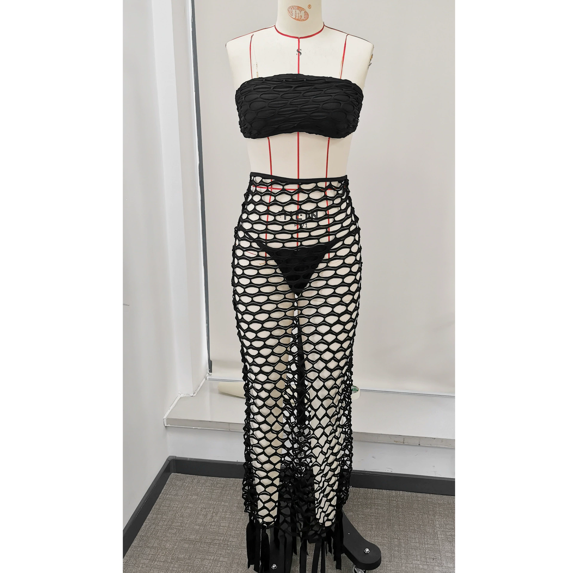 Bandeau Bikini Set with Crochet Long Skirt view 4