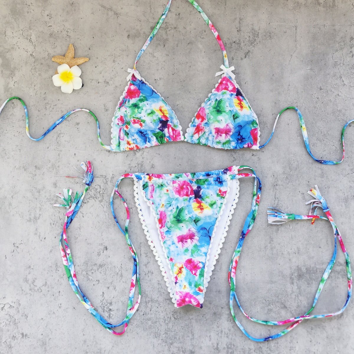 Blue-Green Floral Bikini