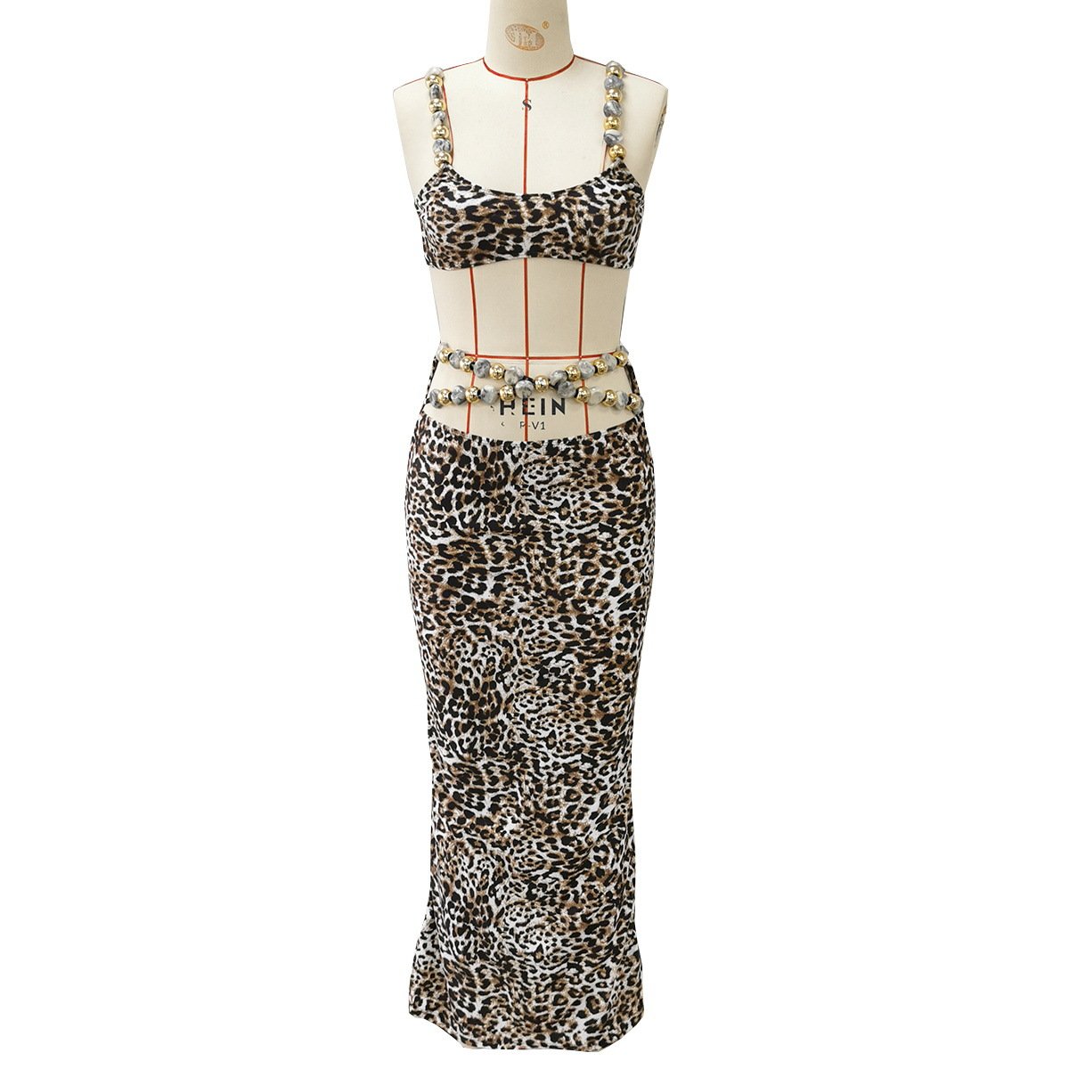 Leopard print three-piece set