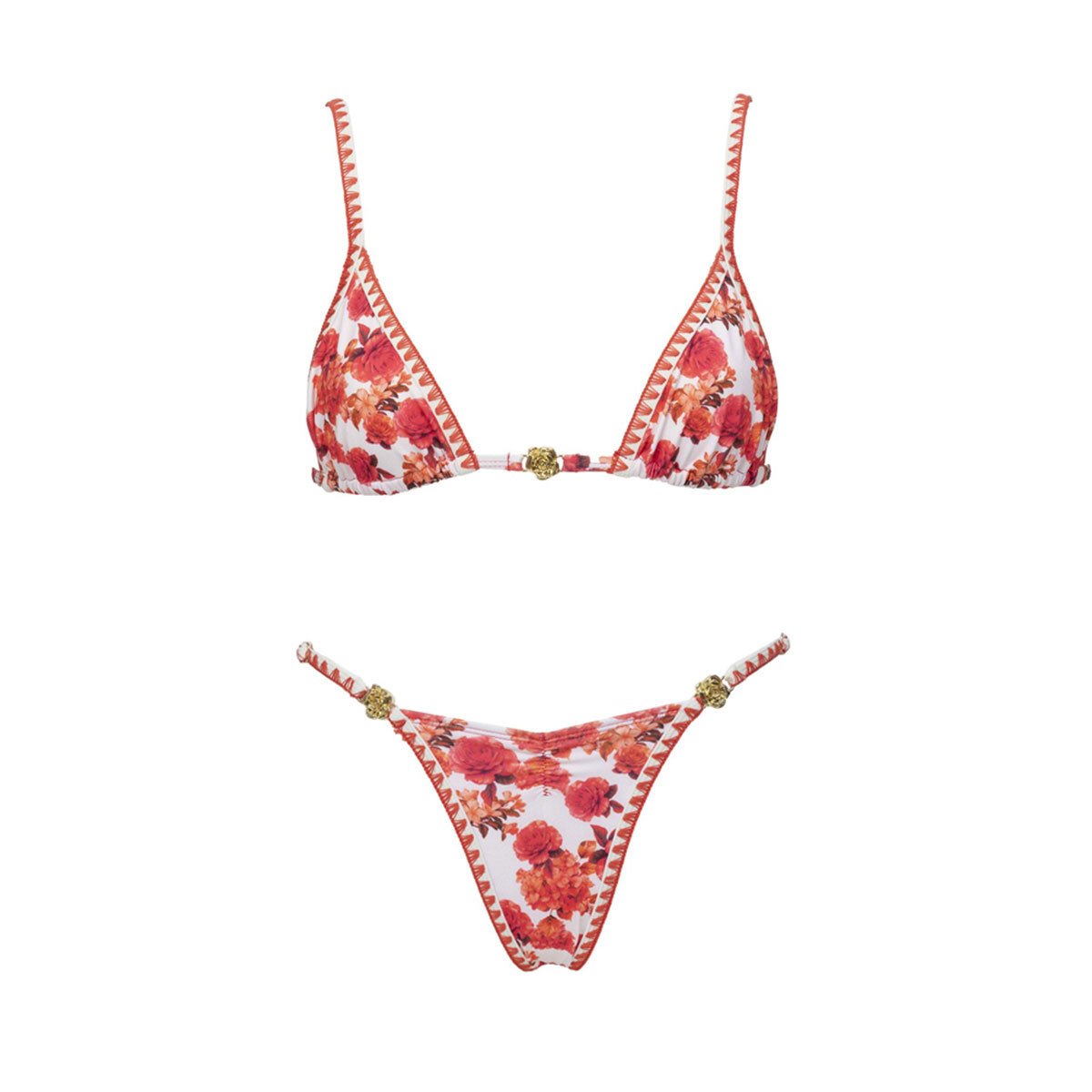 Red floral triangle bikini
