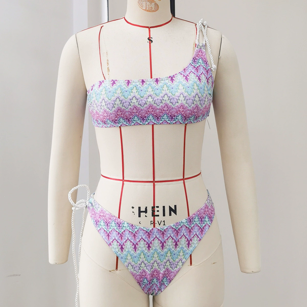 One-Shoulder Bikini Set with Matching Shorts