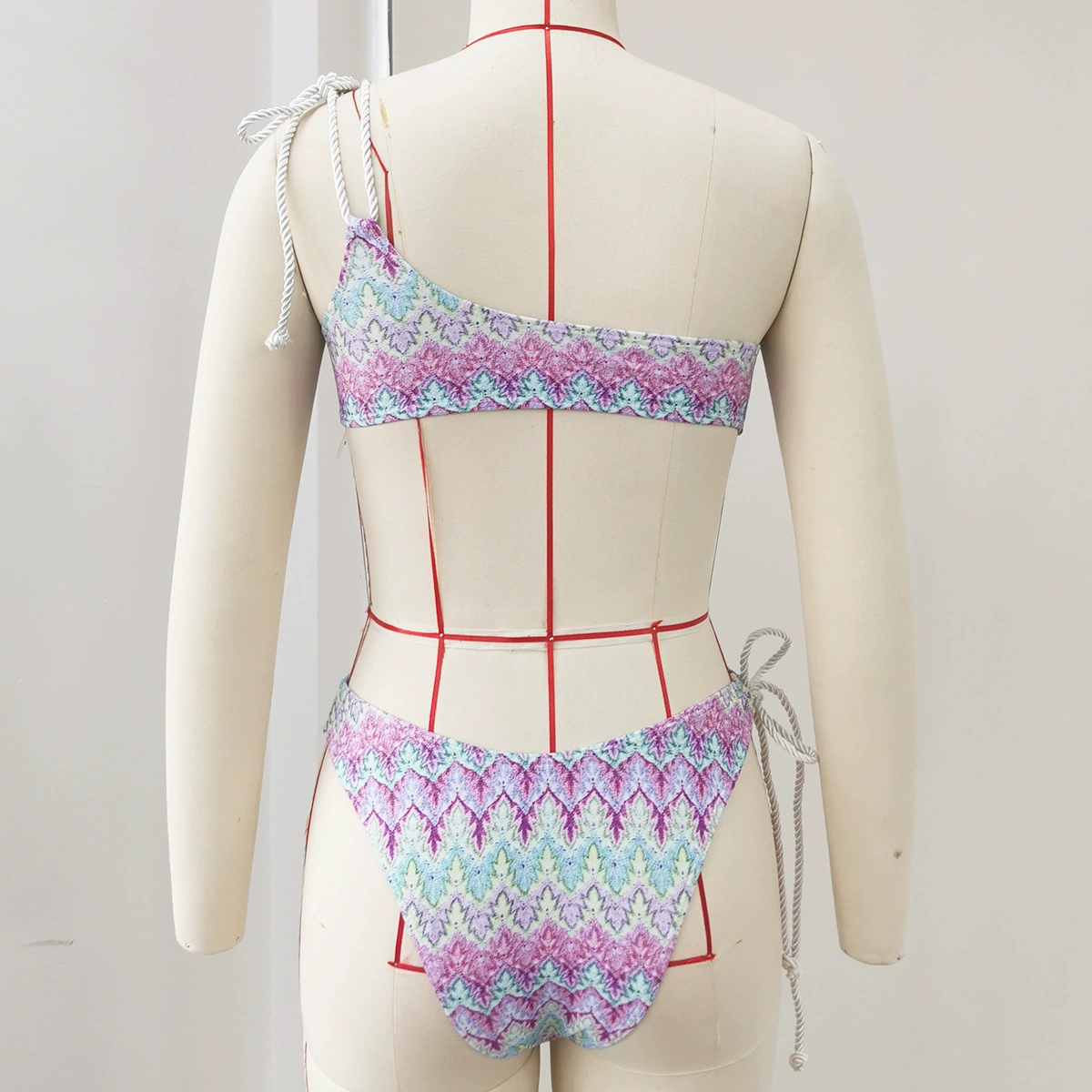 One-Shoulder Bikini Set with Matching Shorts view 3