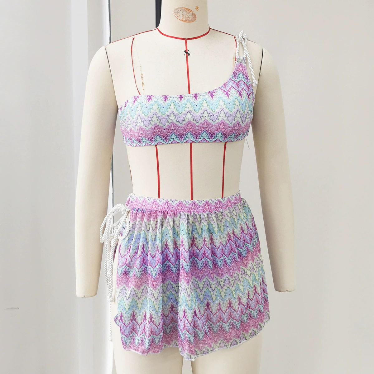 One-Shoulder Bikini Set with Matching Shorts view 4