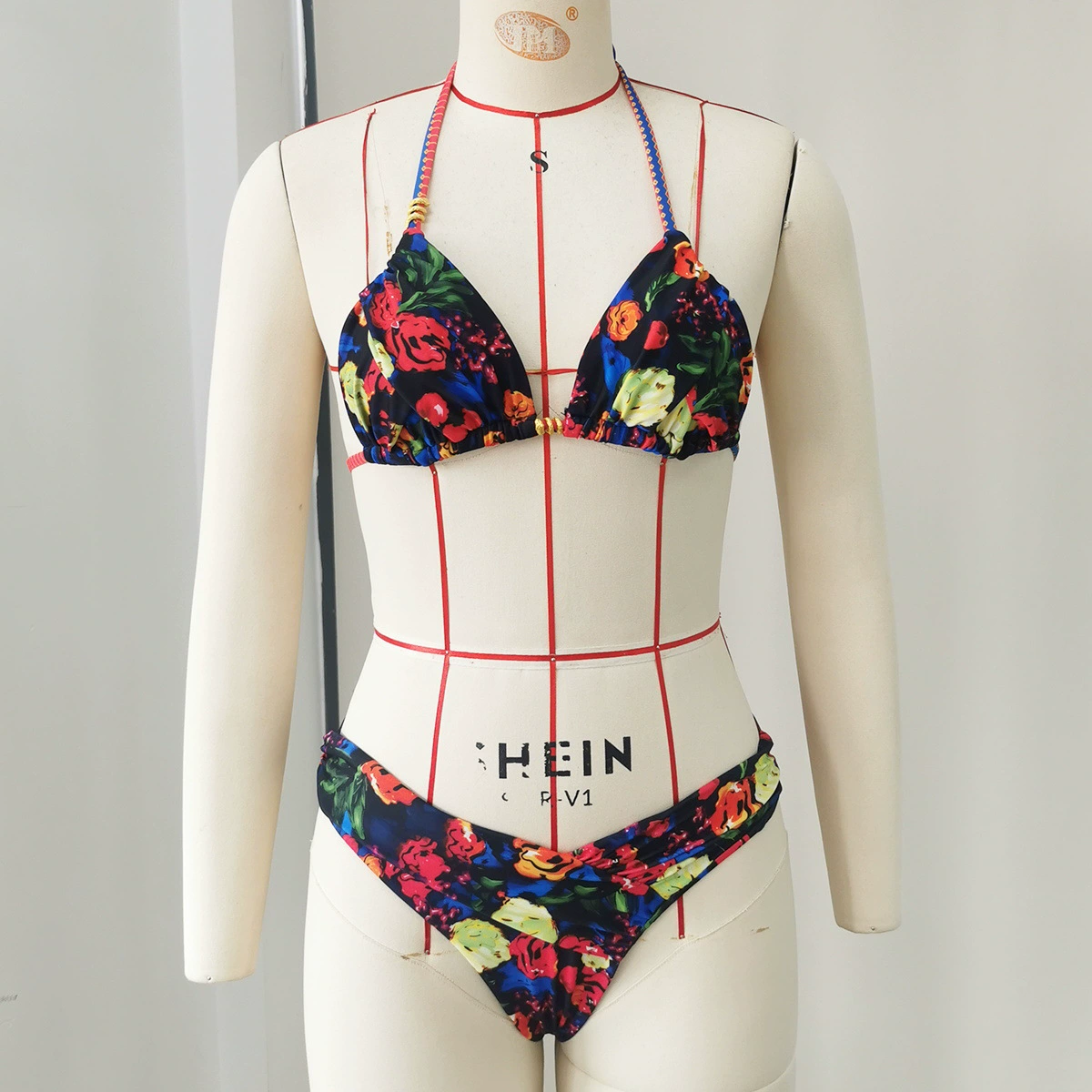Women's Triangle Halter Bikini Set with Beach Wrap view 6