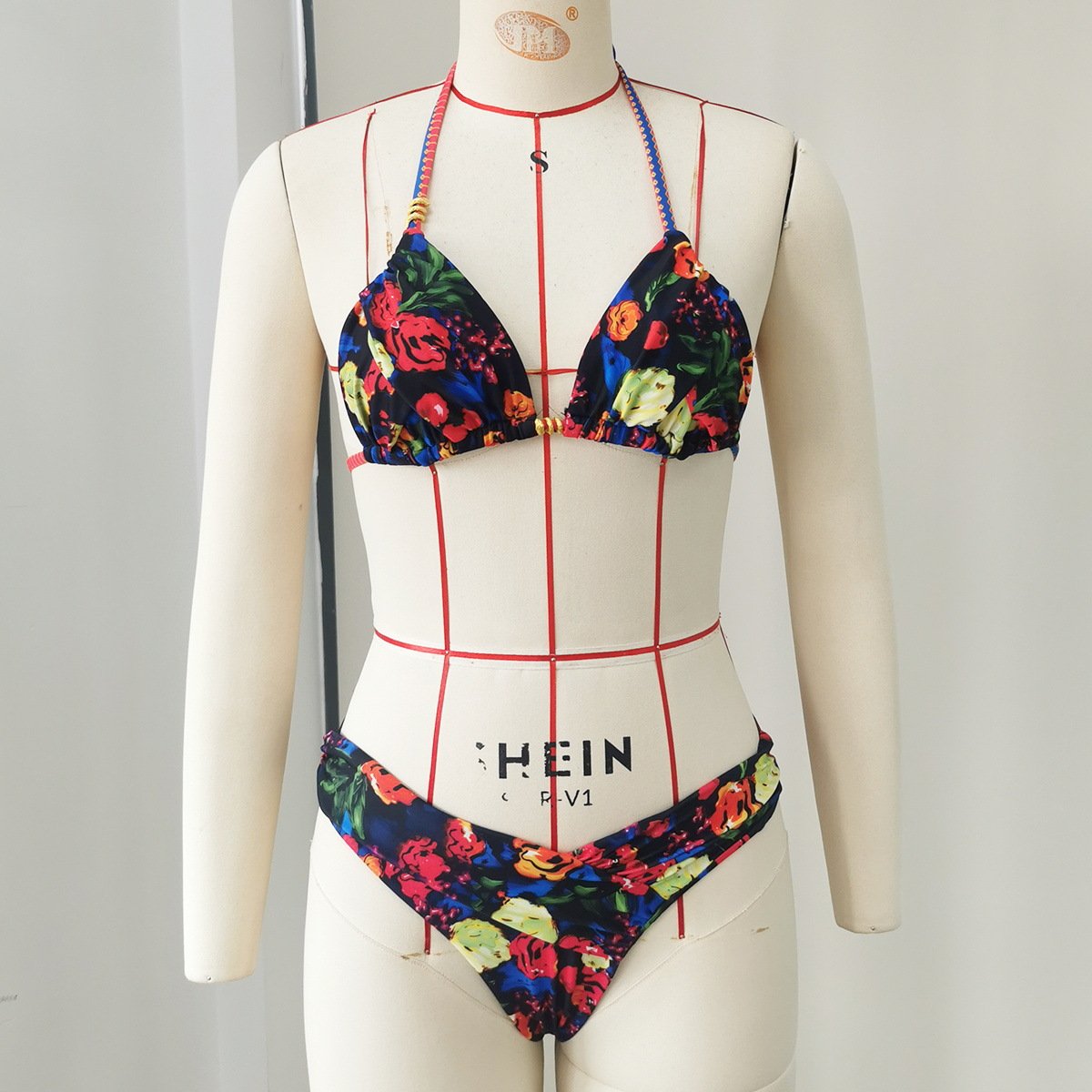 Only Red-Green Floral Bikini
