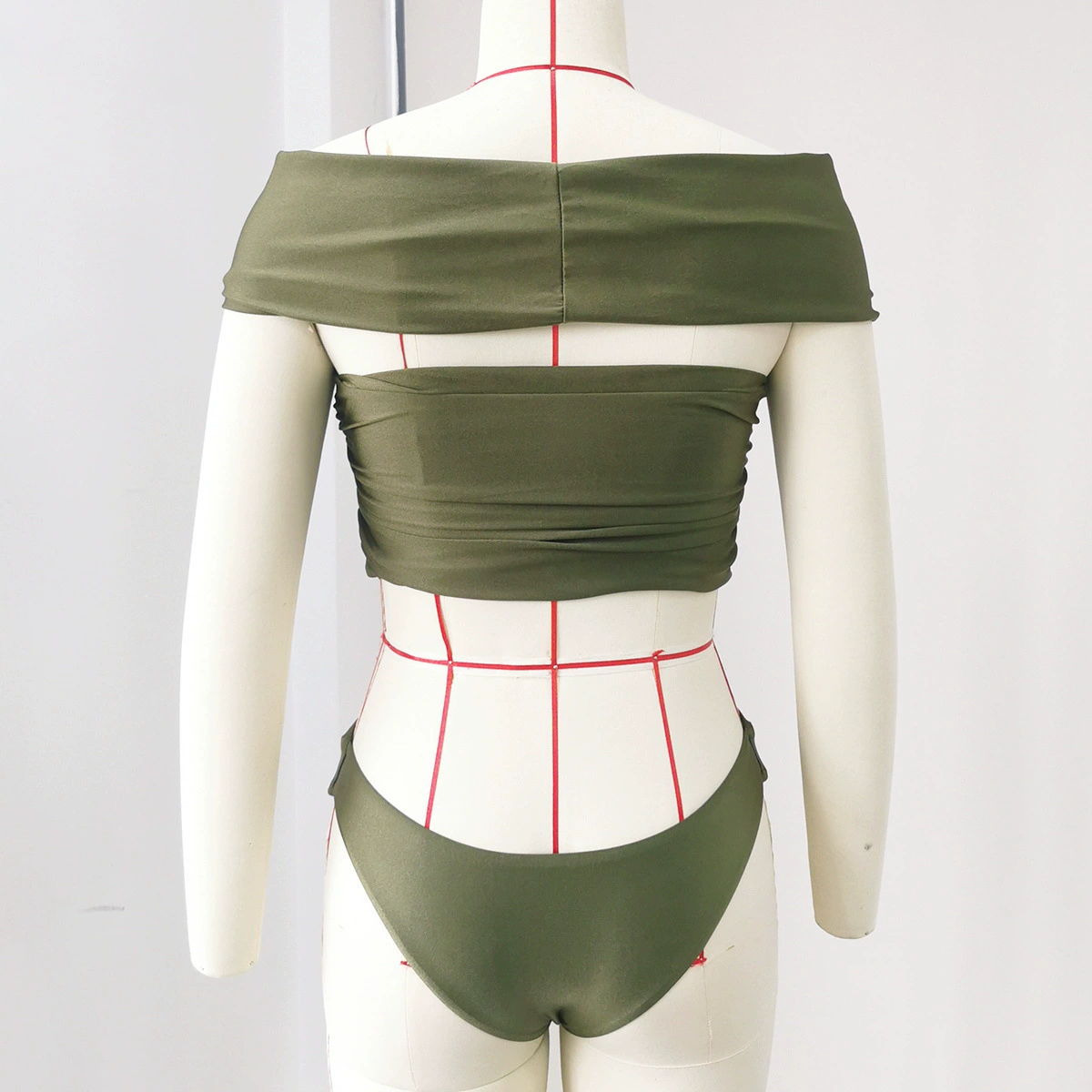 Women's Off-Shoulder Bikini Set with Ring Detail and Skirt view 3