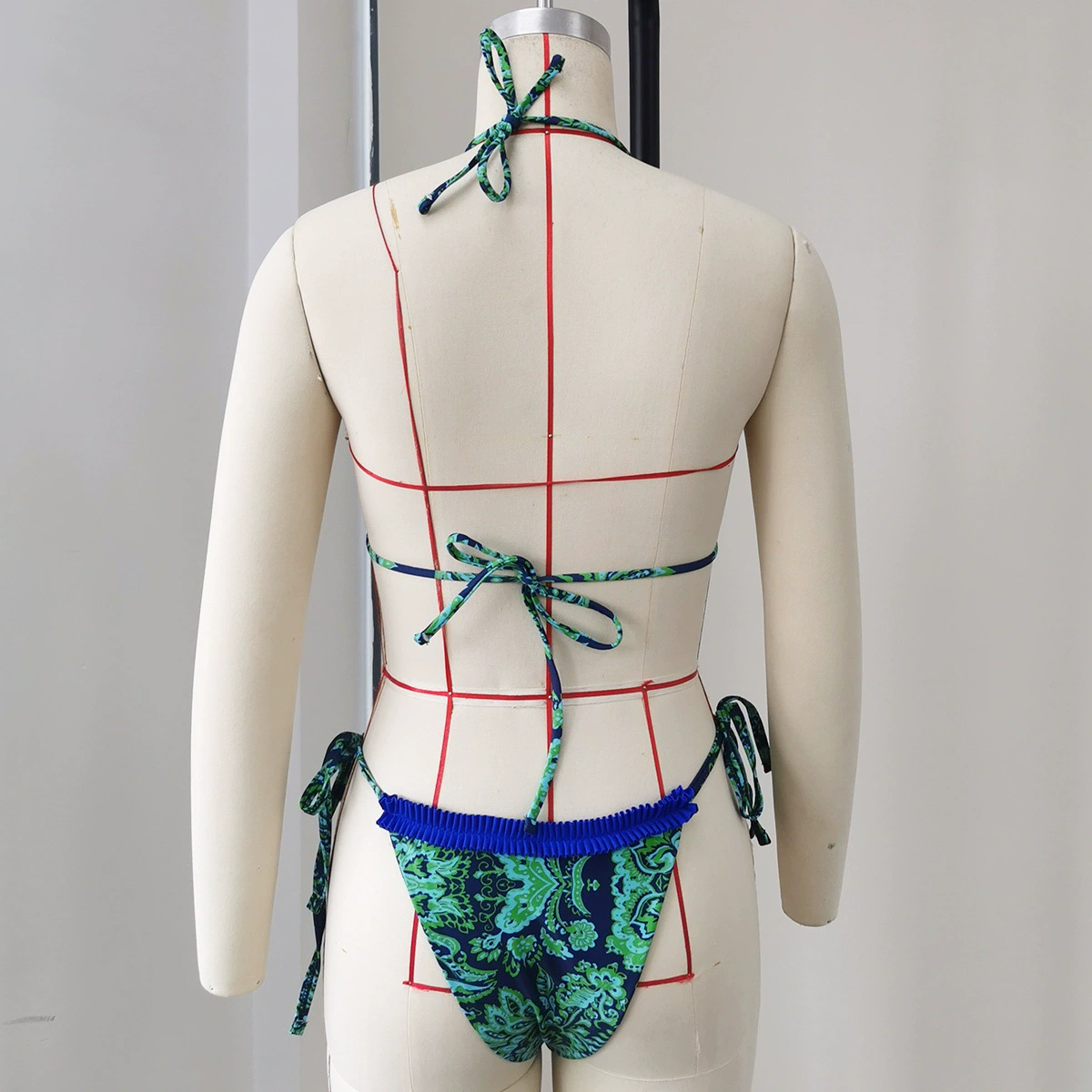 Ruffled Halter Bikini Set with Matching Sarong view 3