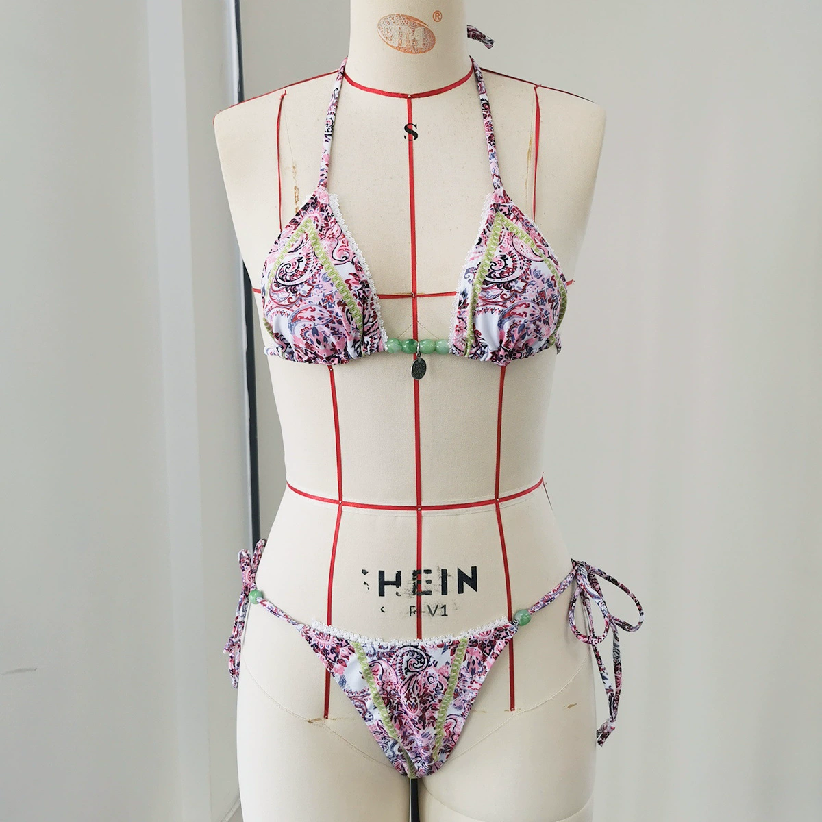 Women's Halter Tie Bikini Set with Head Scarf view 3