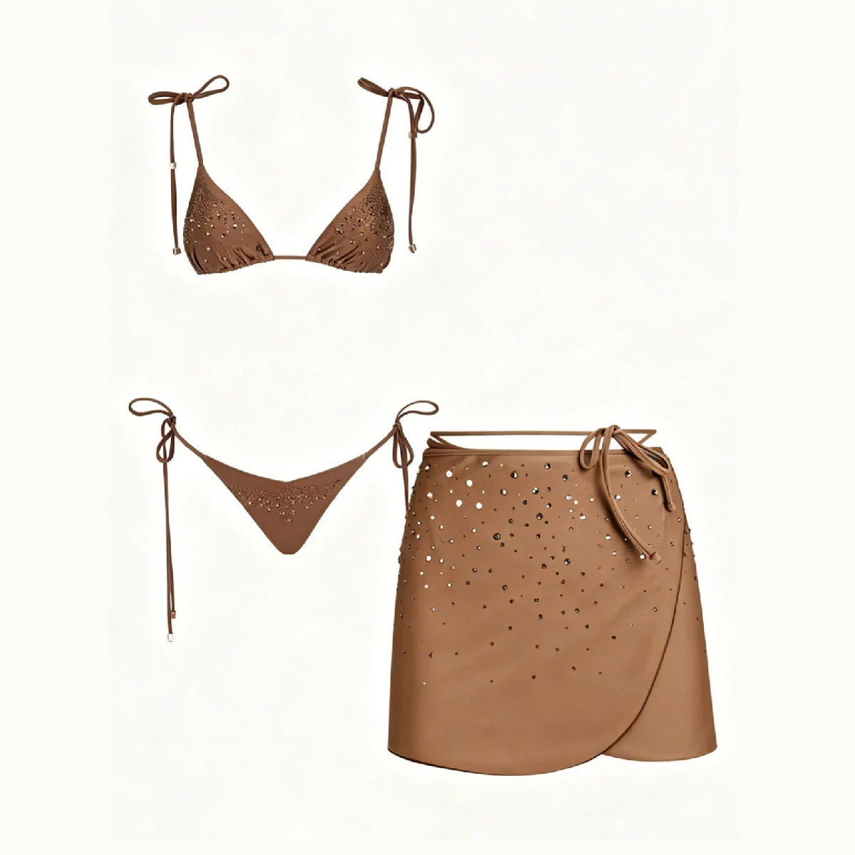 Triangle Bikini Set with Wrap Skirt