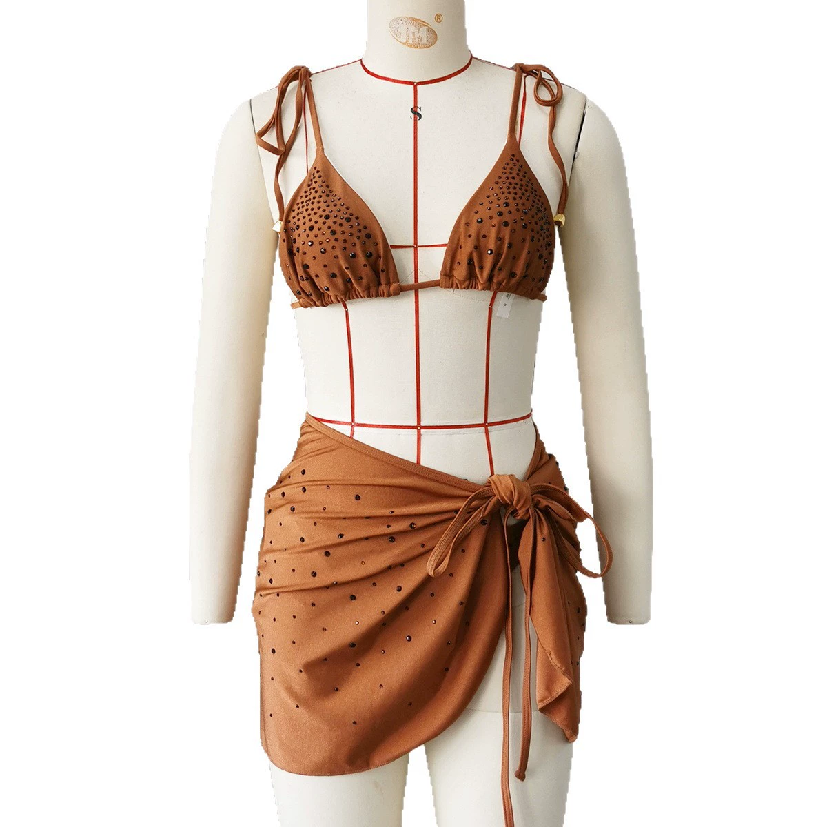 Triangle Bikini Set with Wrap Skirt view 5