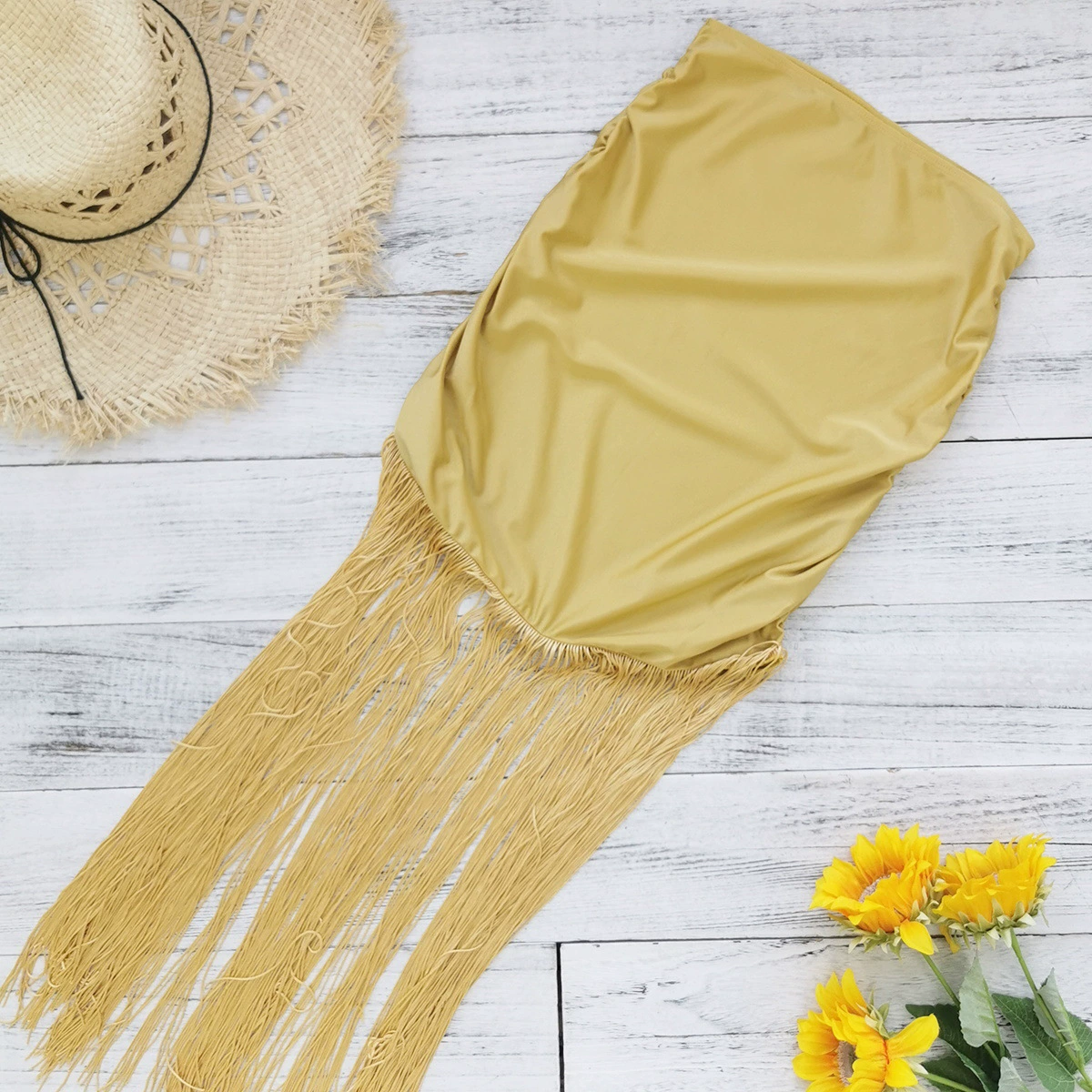 Three-Piece Bikini Set with Fringed Skirt view 6