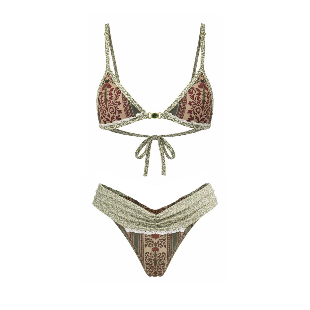 Halter Neck Triangle Bikini with Skirt Set