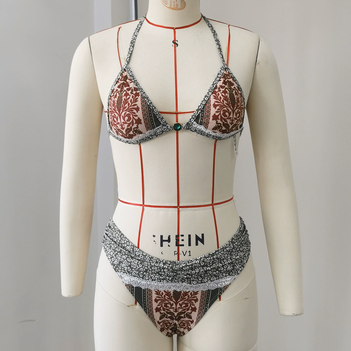 Halter Neck Triangle Bikini with Skirt Set