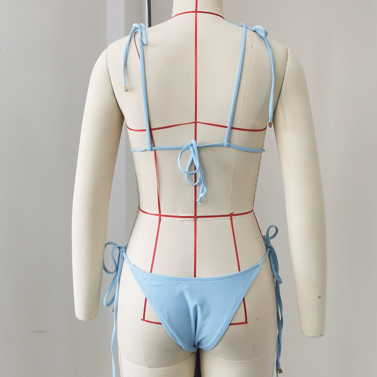 Three-Piece Triangle Bikini Set with Side-Tie Bottom and Wrap Skirt view 3