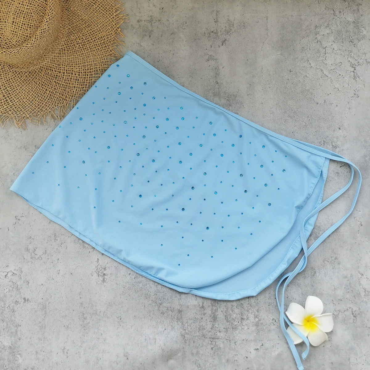 Three-Piece Triangle Bikini Set with Side-Tie Bottom and Wrap Skirt view 6