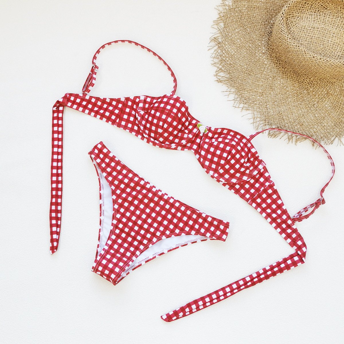 Red plaid bikini