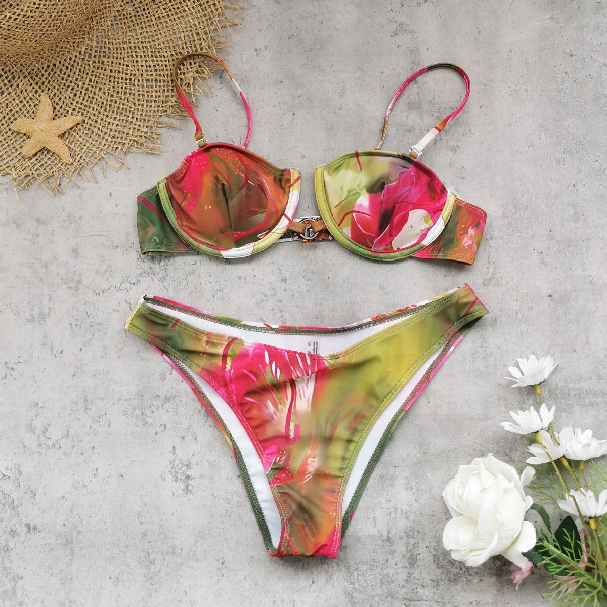 Women’s Three-Piece Bikini Set with Balconette Top and Skirt