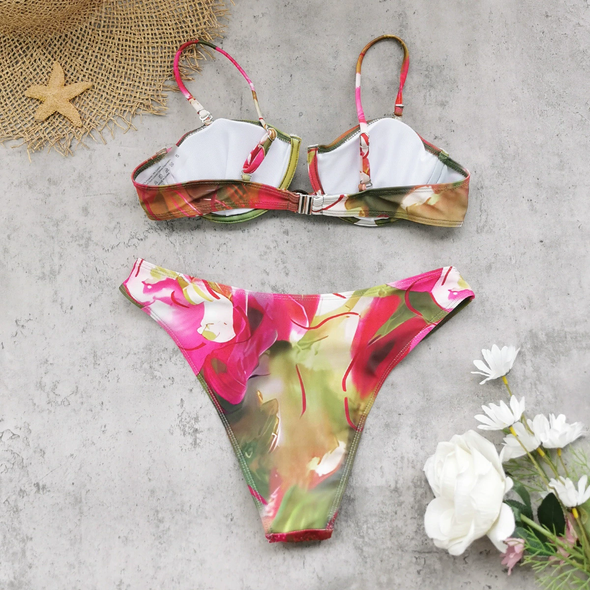 Women's Three-Piece Bikini Set with Balconette Top and Skirt view 3