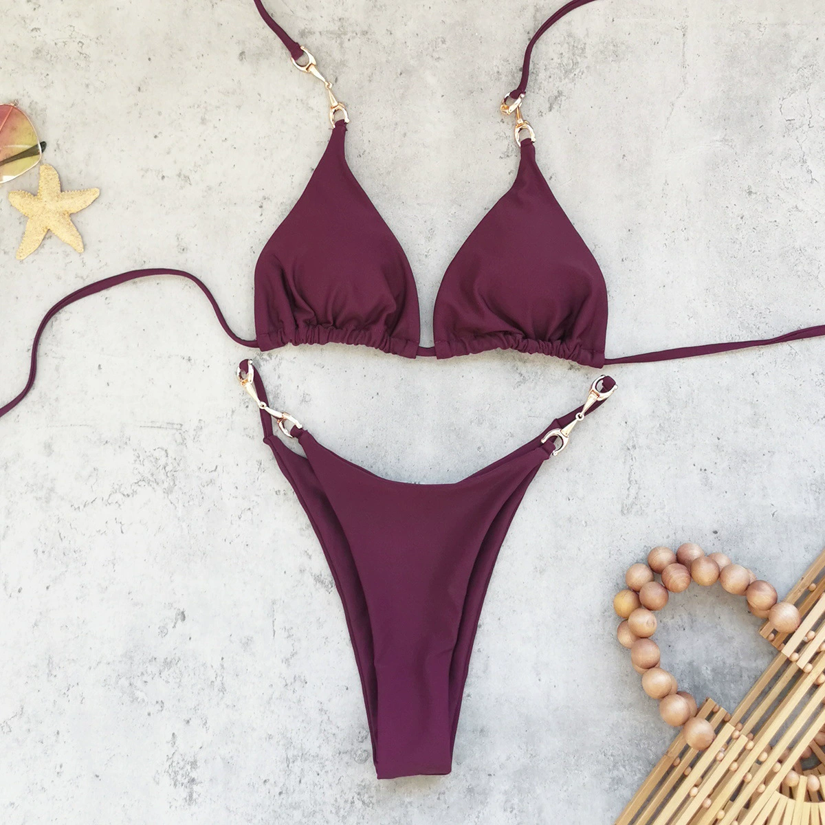 Three-Piece Bikini Set with Ruched Skirt view 4