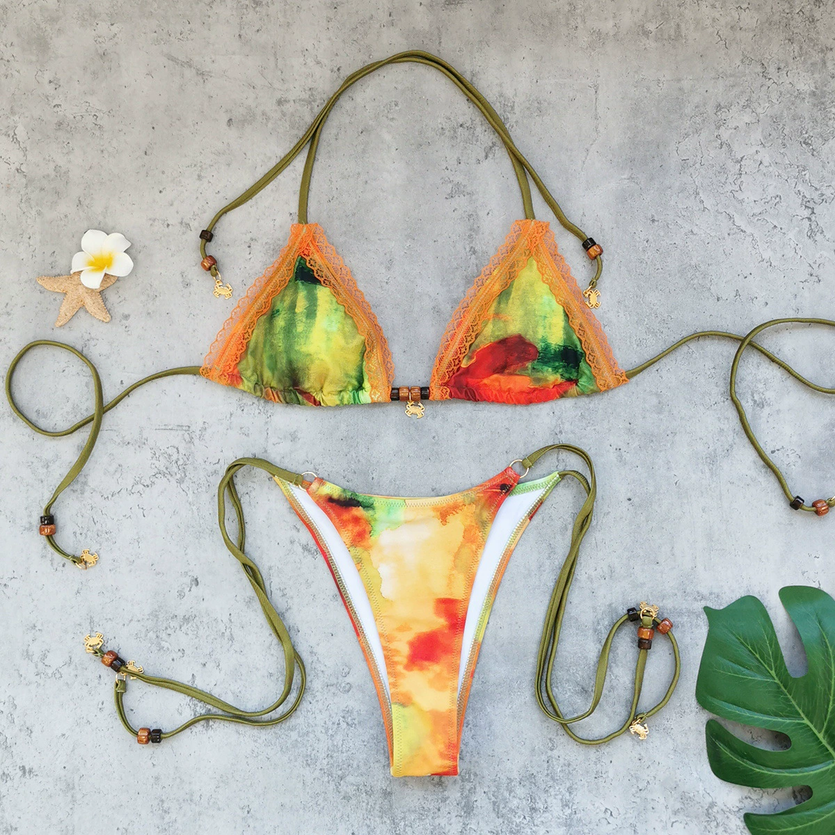 Triangle String Bikini Set with Matching Skirt view 3