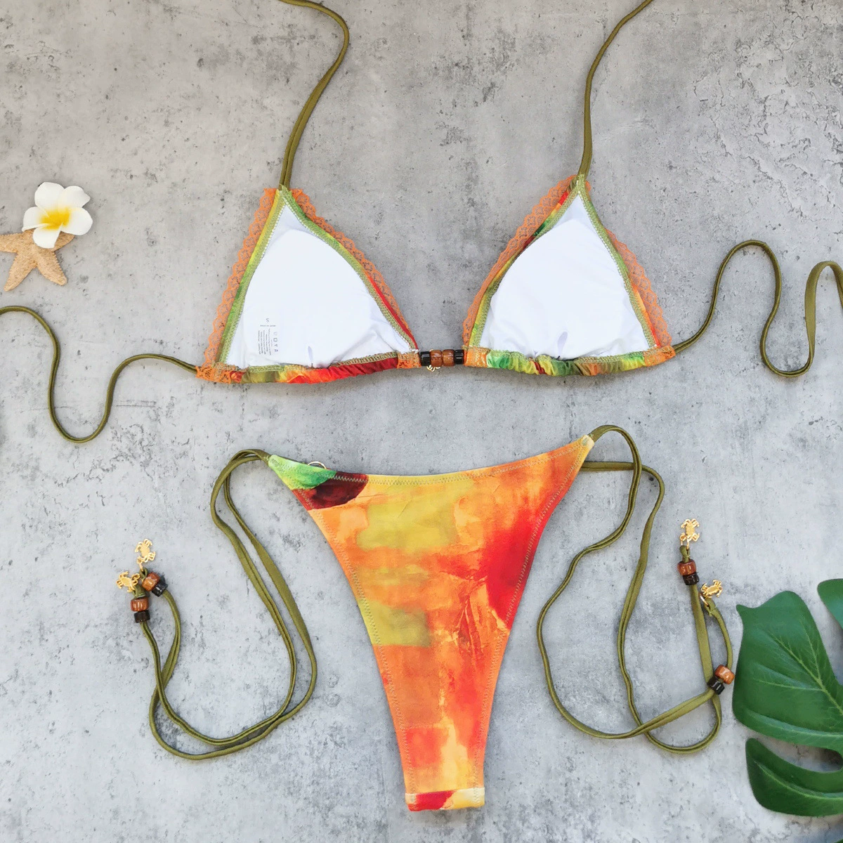 Triangle String Bikini Set with Matching Skirt view 4