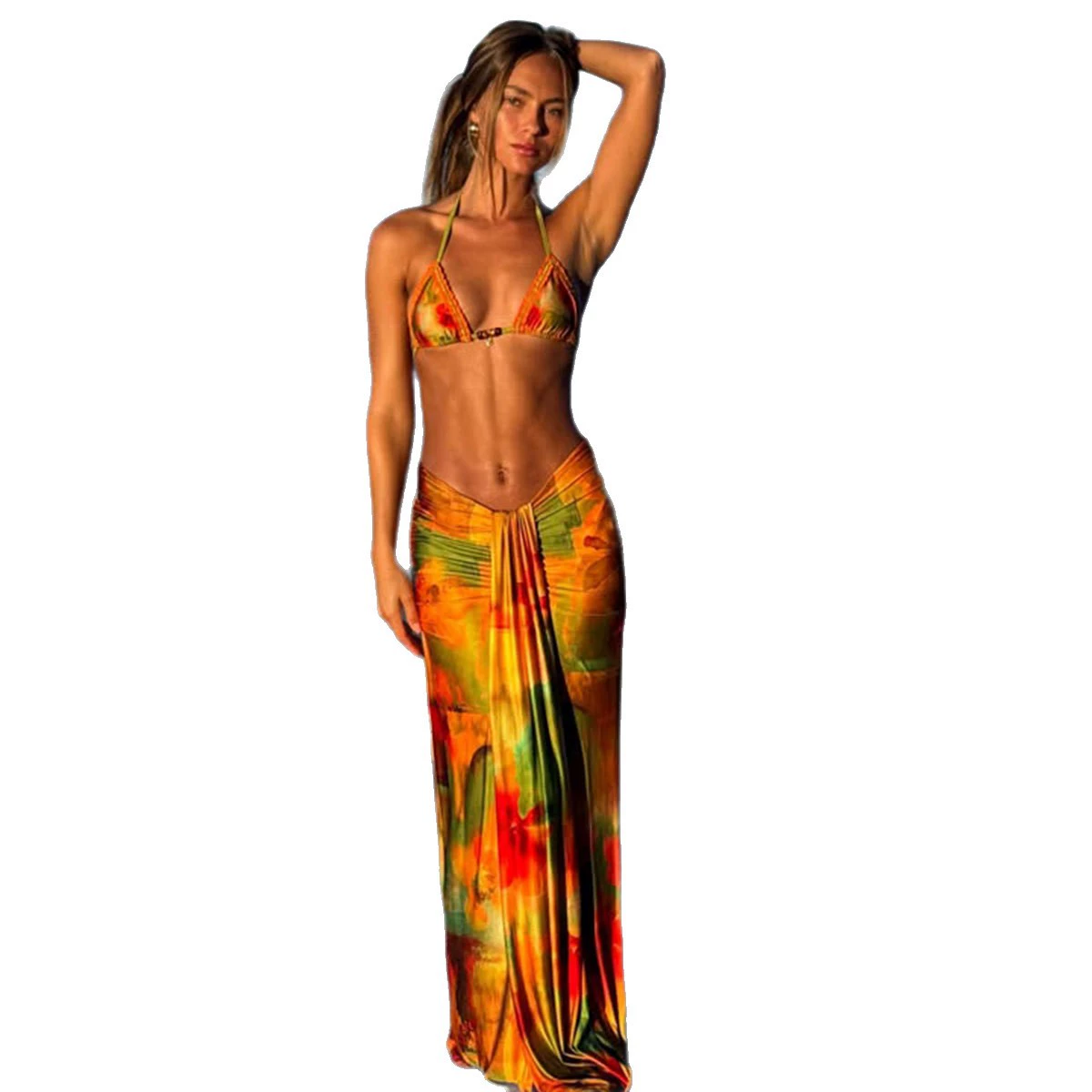 Triangle String Bikini Set with Matching Skirt view 5