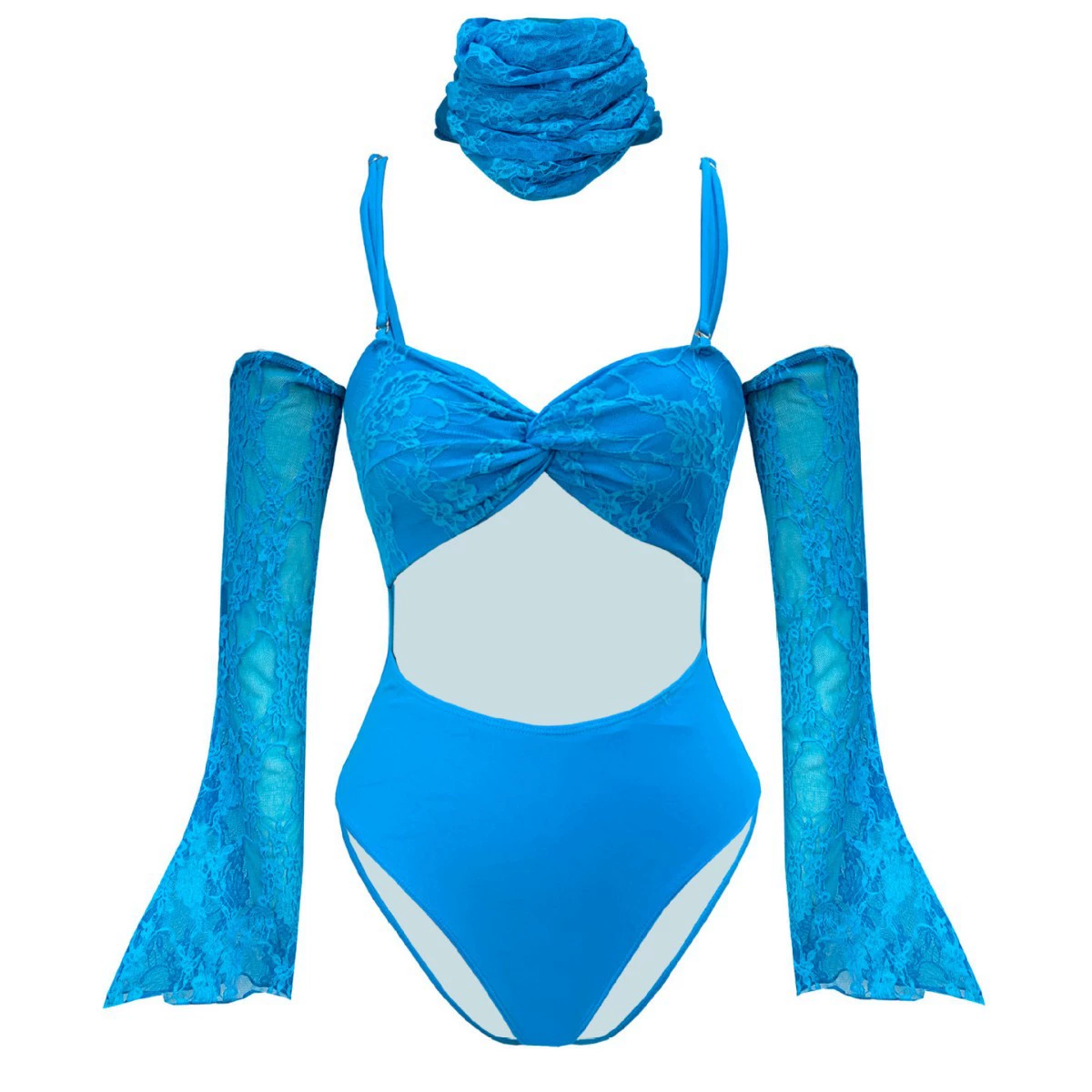 Women's Three-Piece Swimsuit Set with Cover-Up and Headband view 5