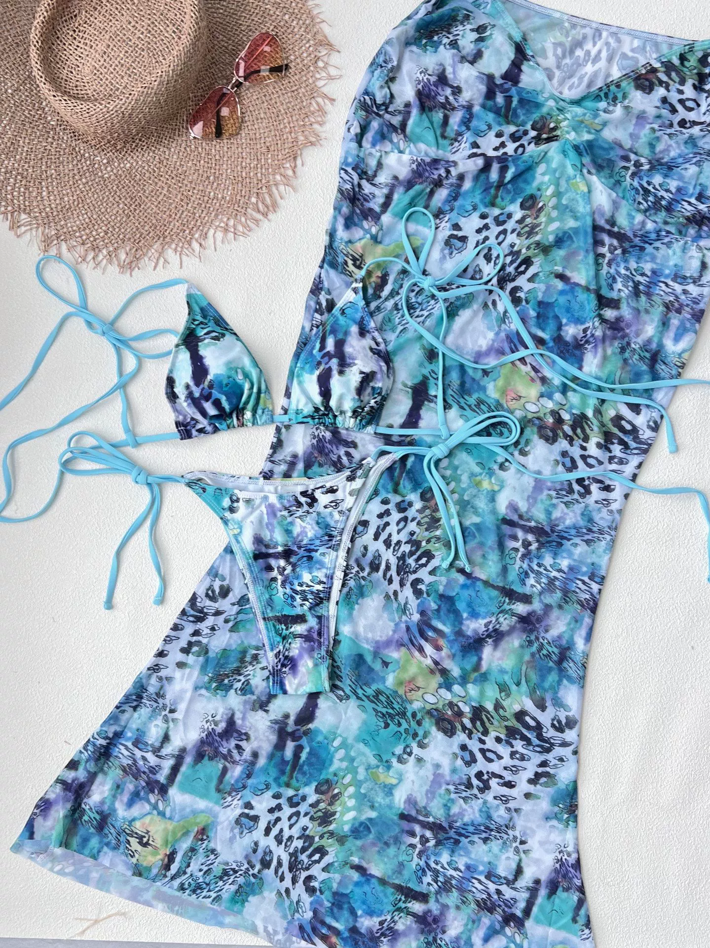 Three-Piece Bikini Set with Long Skirt view 8