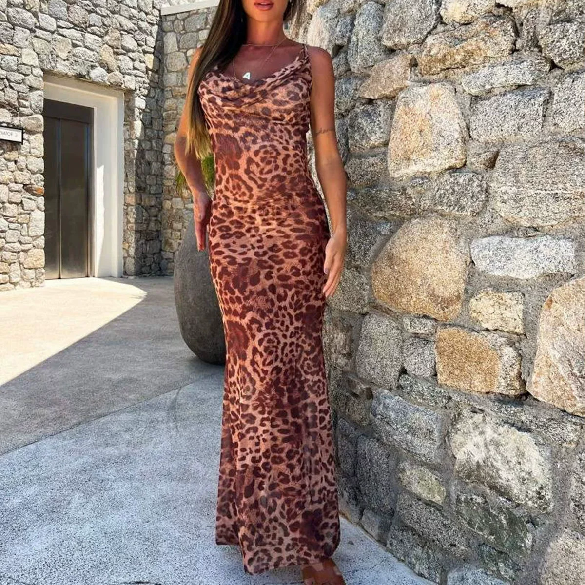 Three-Piece Bikini Set with Maxi Cover-Up Dress view 7