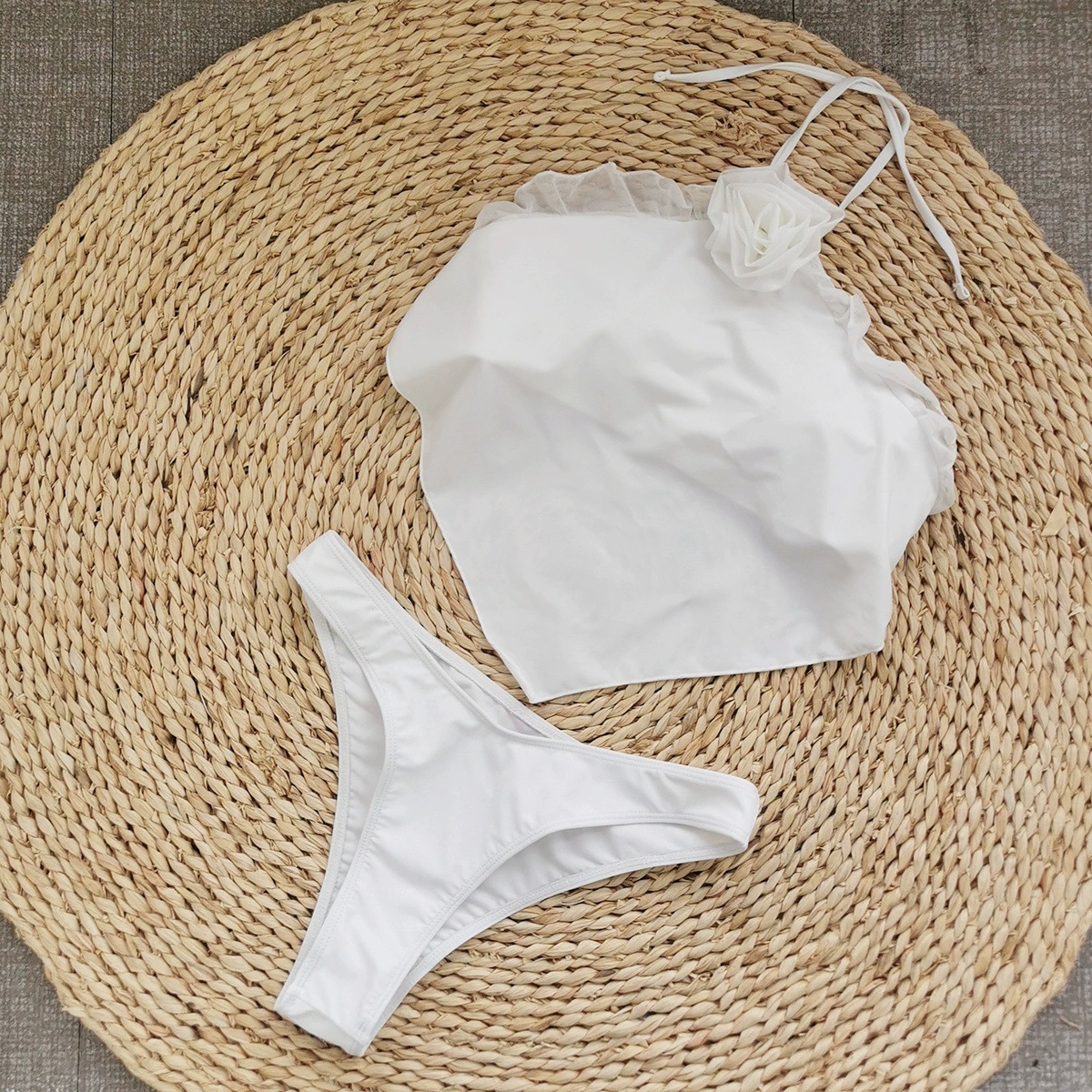 Halter Neck Bikini Set with Sheer Maxi Skirt view 4