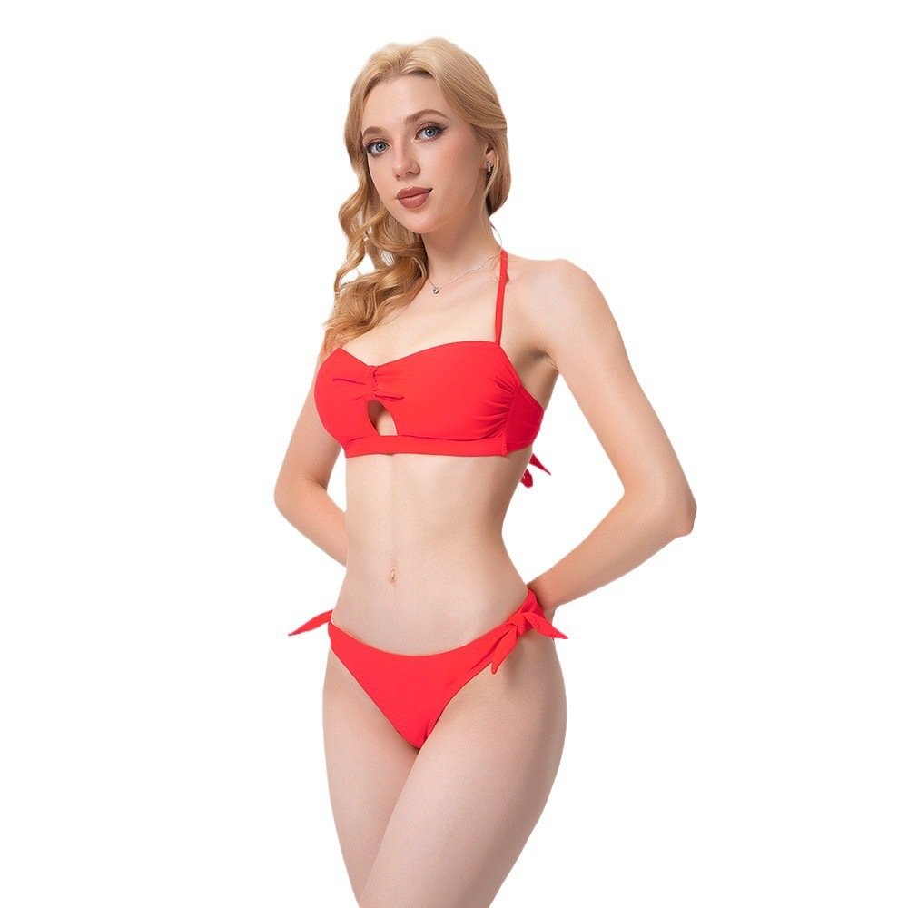 Keyhole Halter Bandeau Bikini Set