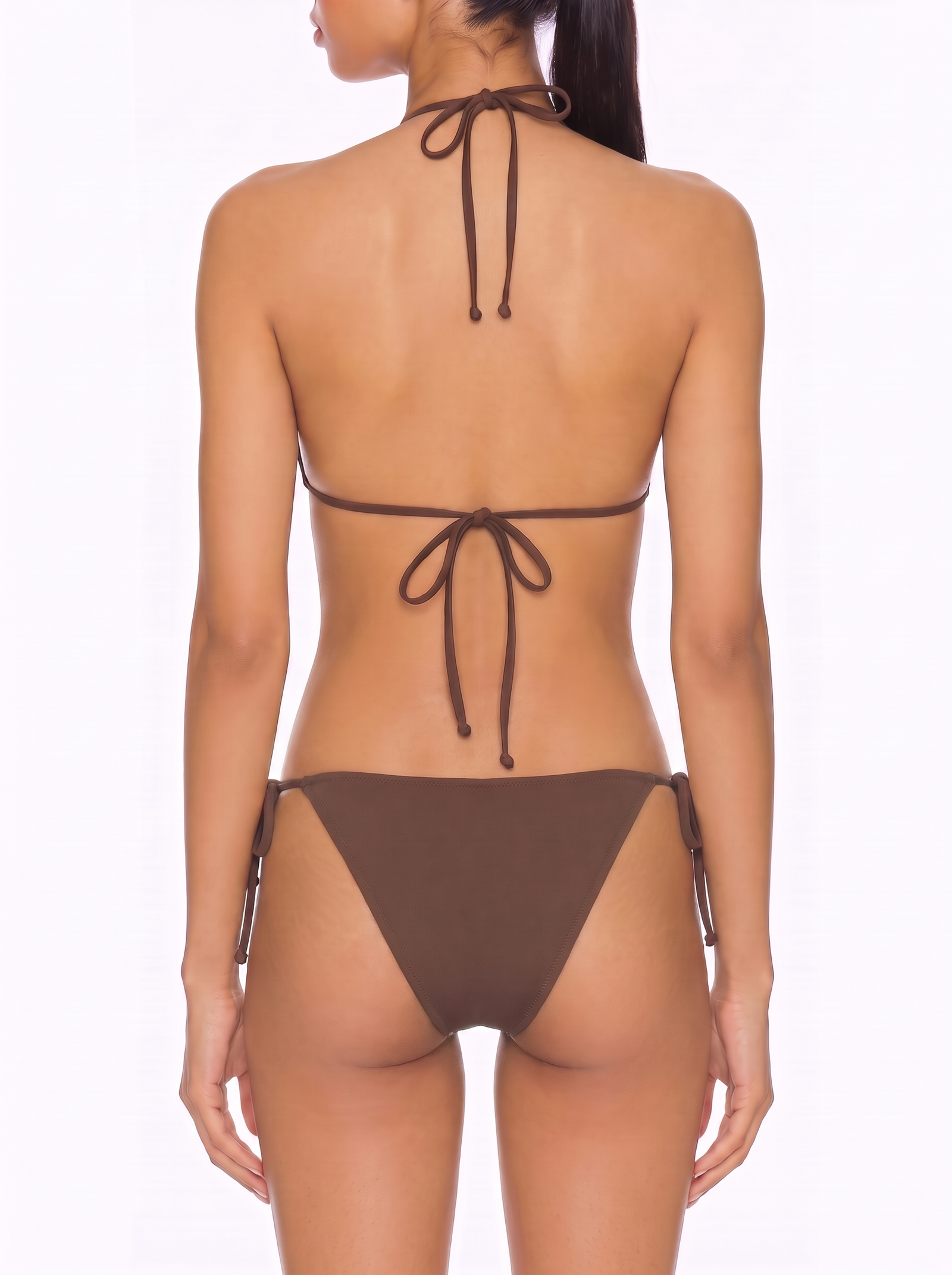 Ring-Accent Halter Triangle Bikini Set