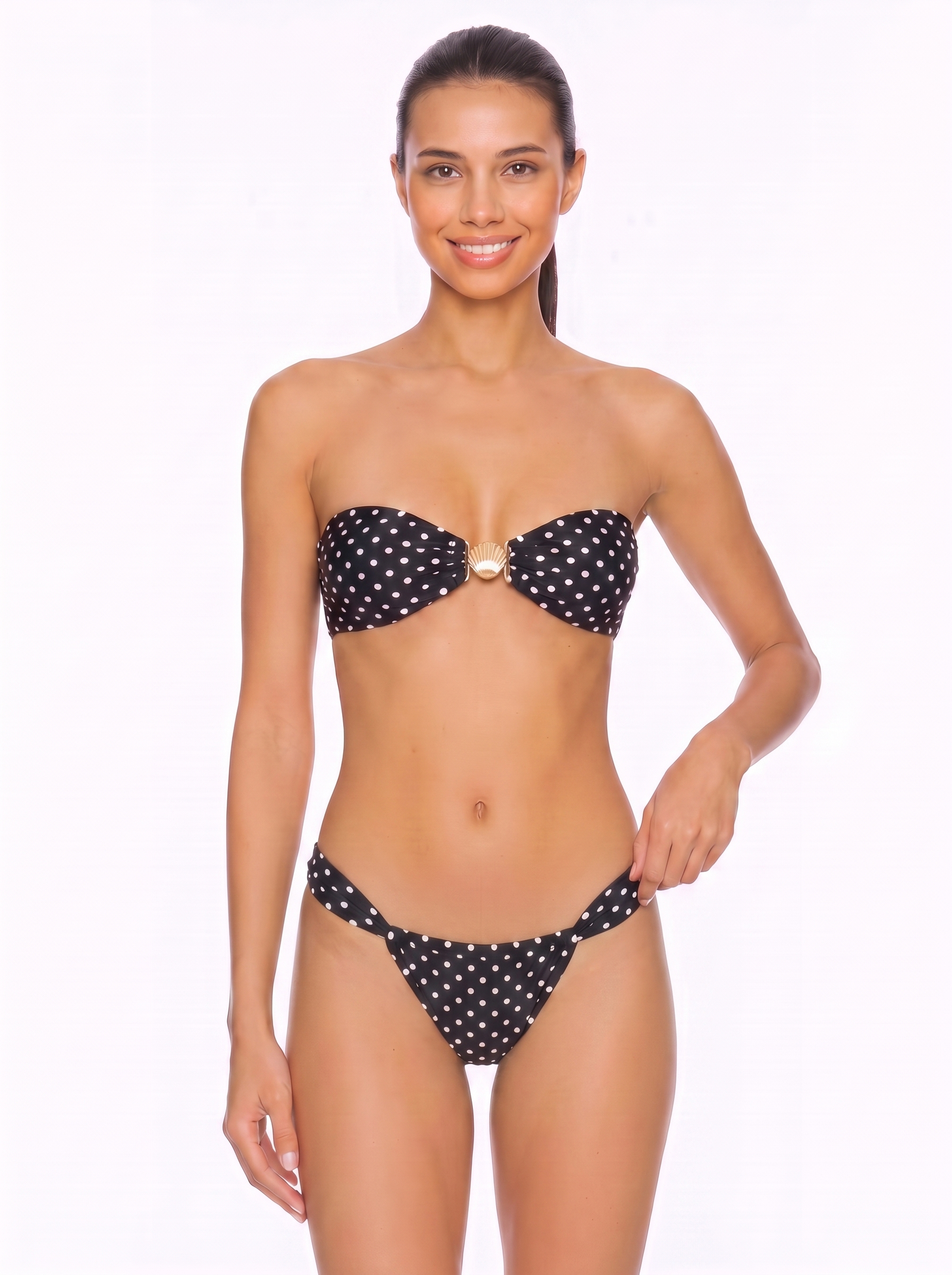 Shell-Accent Strapless Bikini Set