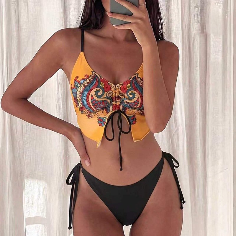 Tie-Front Cami Bikini Top and Side-Tie Bottom Set