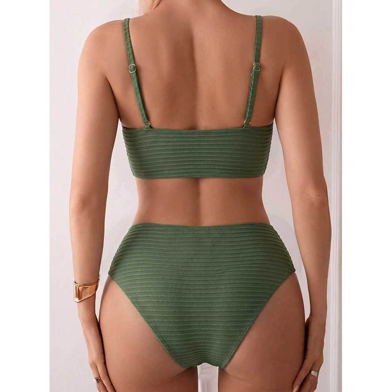 Twist Front Bralette and High-Waist Bikini Set