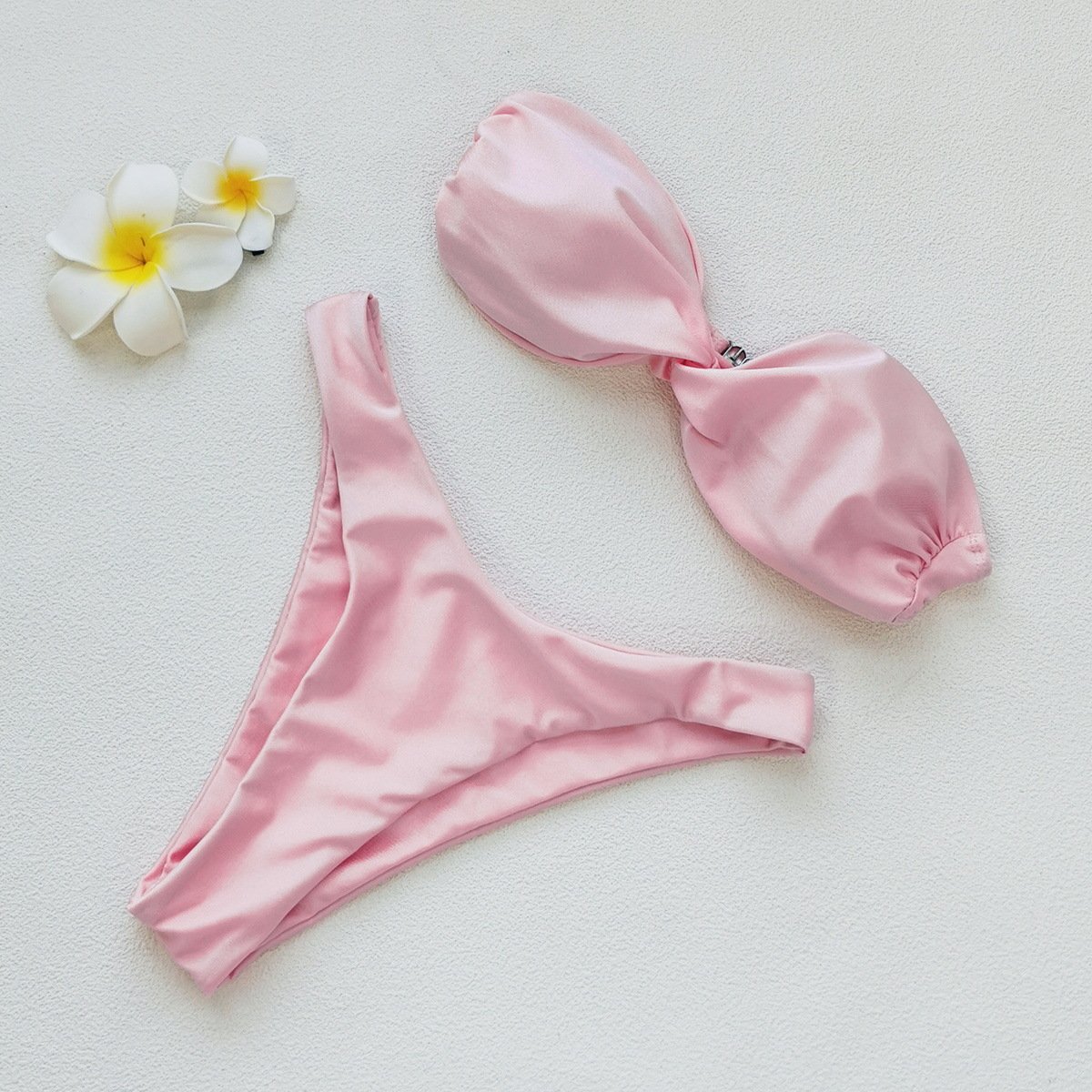 Twist-Front Strapless Bikini Set