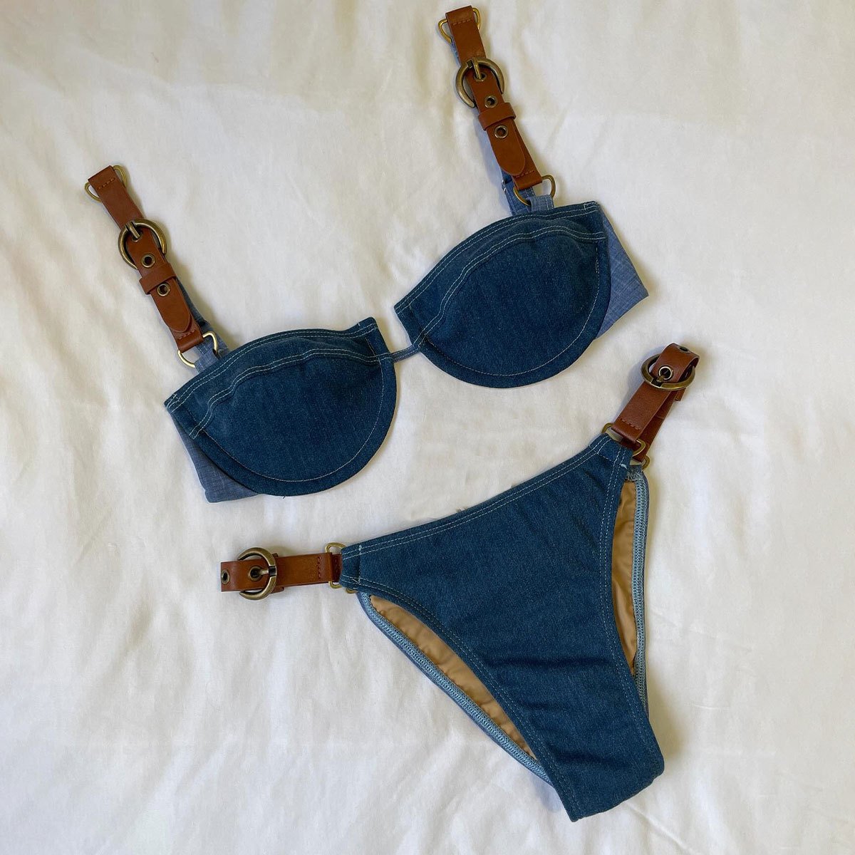 Buckle Strap Underwire Bikini Set