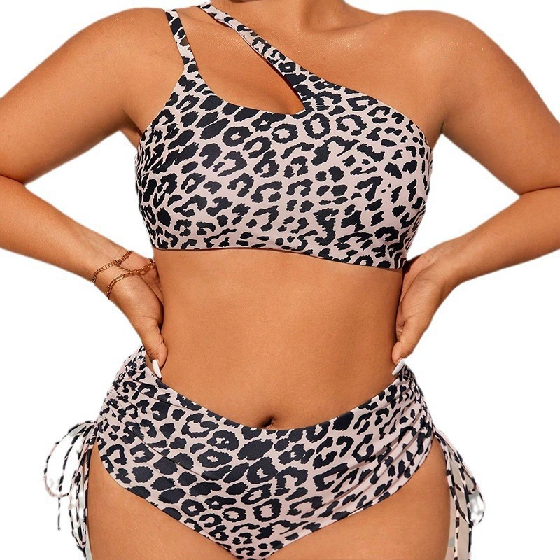 Plus Size One Shoulder Cutout High Waist Bikini Set view 5