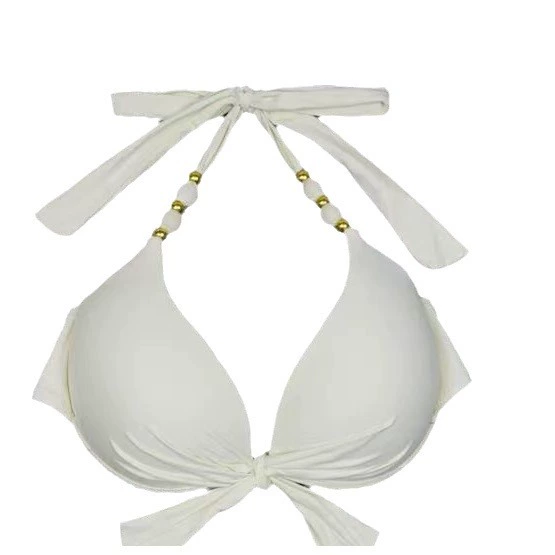 Beaded Halter Triangle Bikini Set with Tie-Side Bottoms view 5