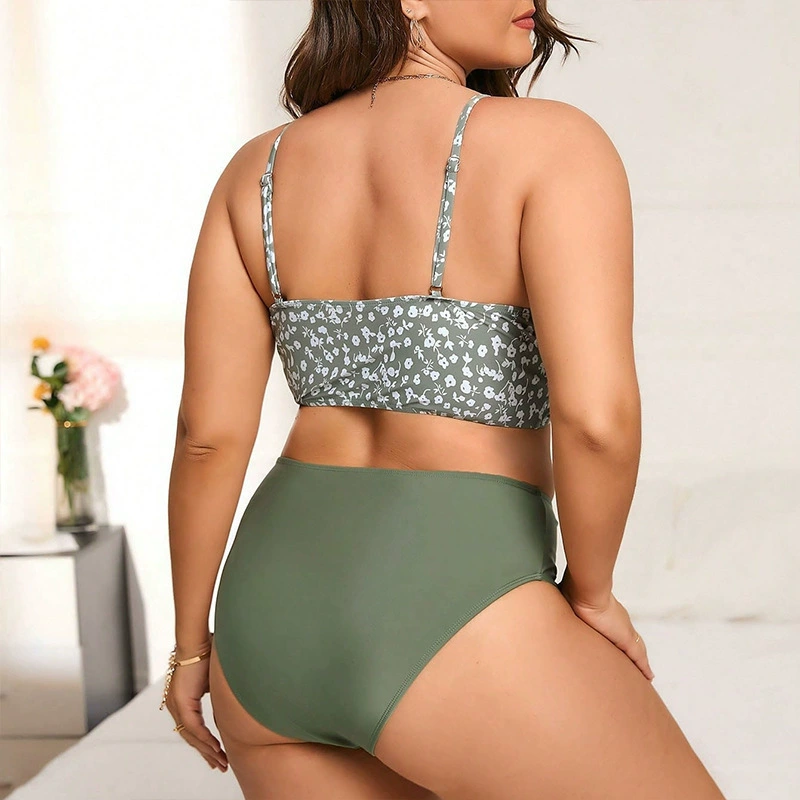 Plus Size Women’s Twist Front High Waist Bikini Set