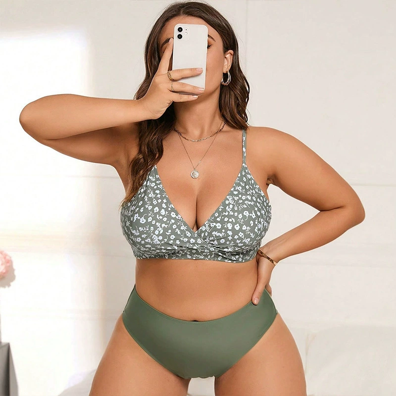 Plus Size Women's Twist Front High Waist Bikini Set view 3