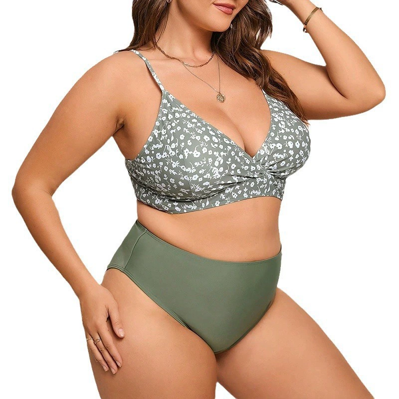 Plus Size Women's Twist Front High Waist Bikini Set view 5