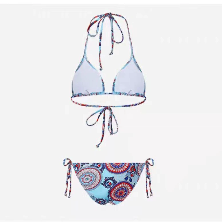 Women’s Halter Triangle Bikini Set with Tie-Side Bottoms