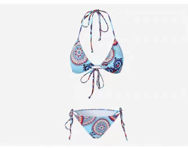Women's Halter Triangle Bikini Set with Tie-Side Bottoms view 6