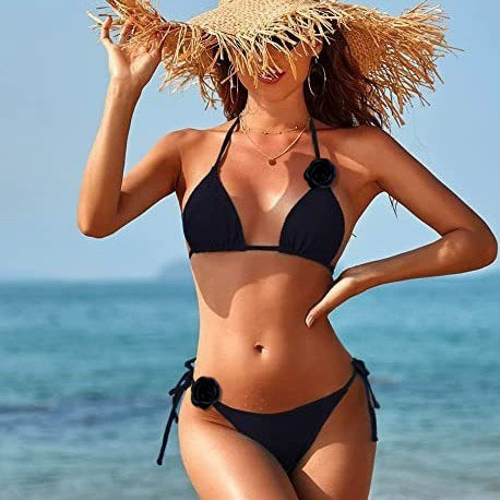 Women’s Halter Tie Side Triangle Bikini Set