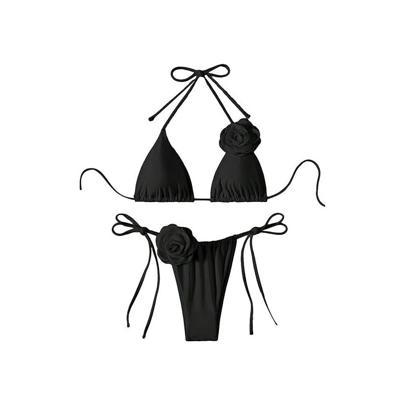Women's Halter Tie Side Triangle Bikini Set view 5