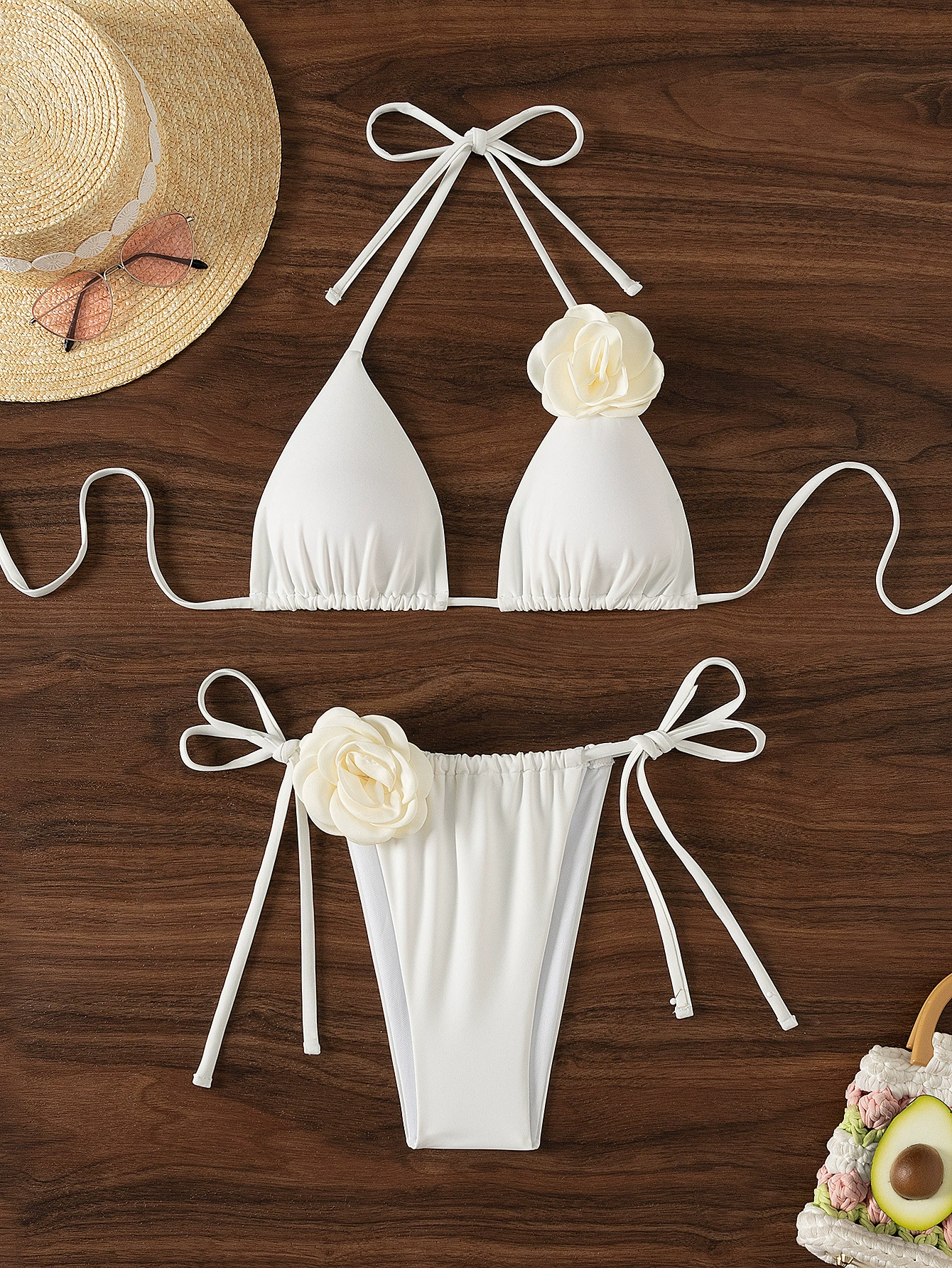 Women's Halter Tie Side Triangle Bikini Set view 6