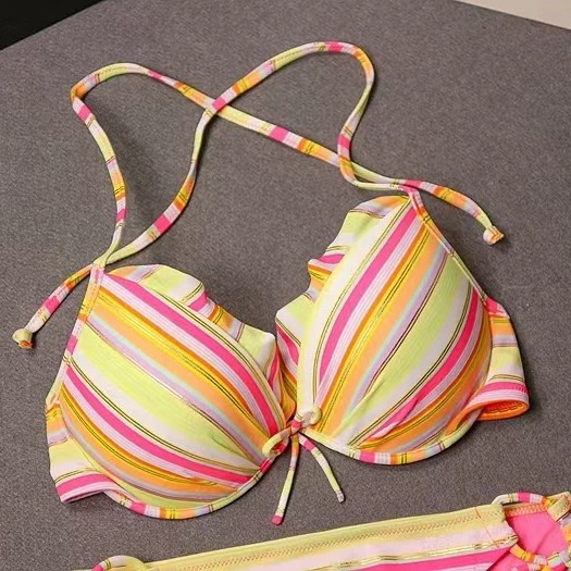 Women's Halter Ruffle Trim Tie-Side Bikini Set view 3