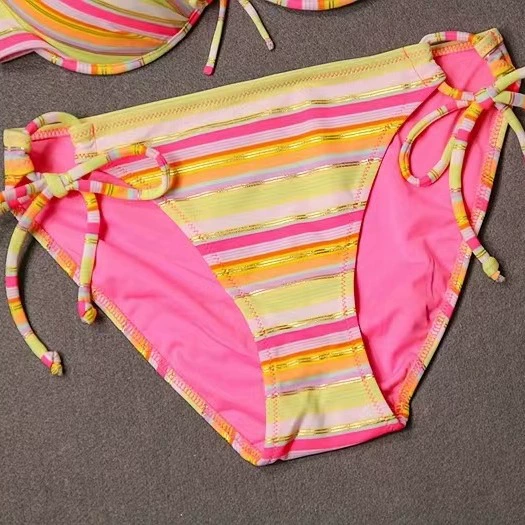 Women's Halter Ruffle Trim Tie-Side Bikini Set view 4