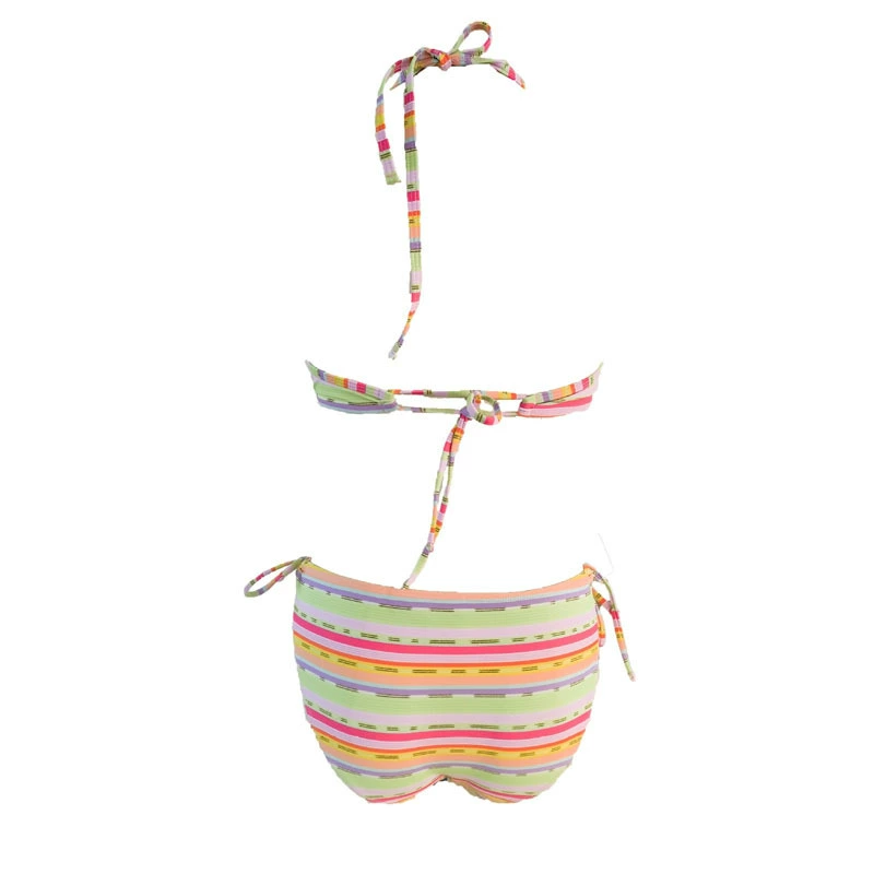 Women's Halter Ruffle Trim Tie-Side Bikini Set view 5